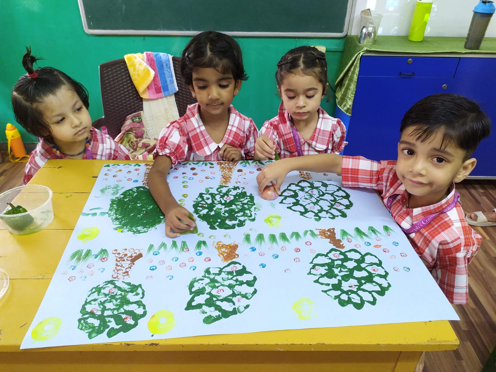 Vegetables printing activity-Class LKG